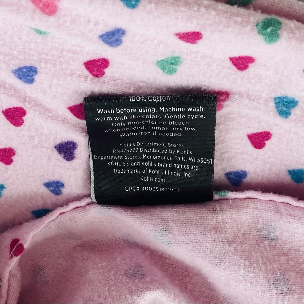 Cuddl Duds Cotton Twin Size Flannel FLAT SHEET Multi Hearts Made Turkey Pink Ko - Picture 6 of 8